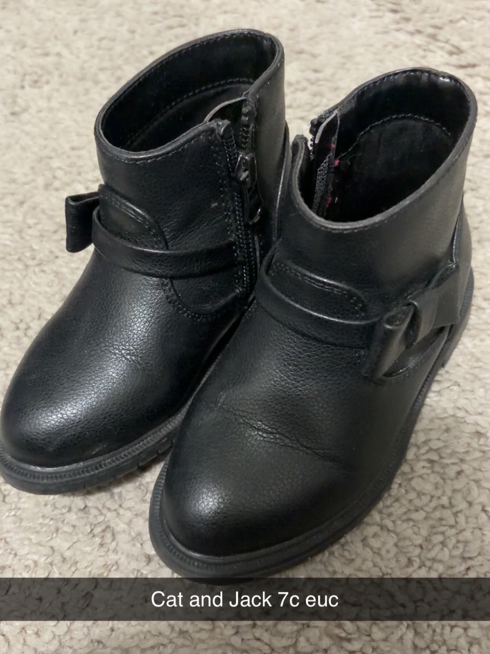 Cat & Jack Black Girls' Ankle Buckle Boots